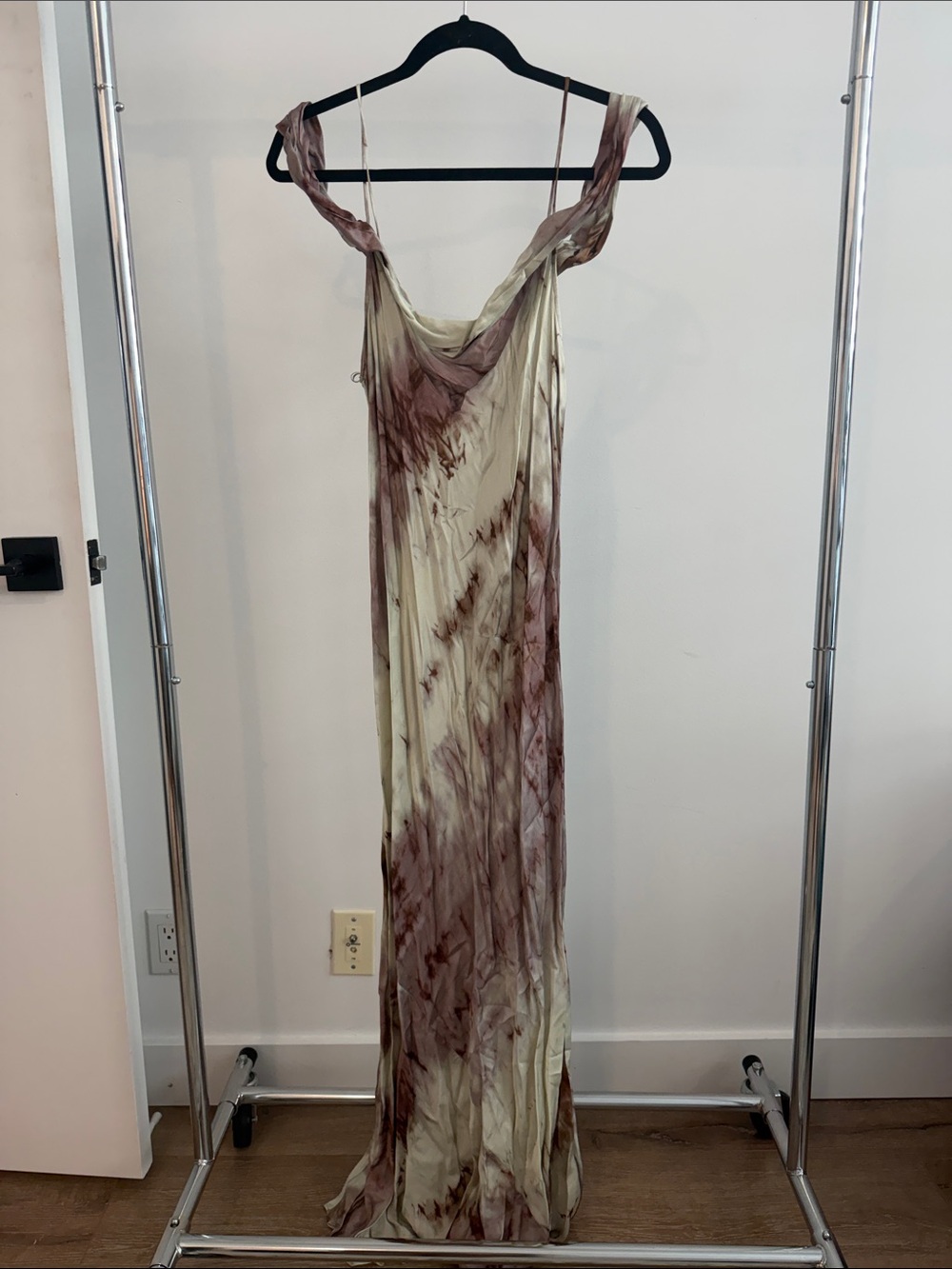 Zara Cream and Mauve Tie-Dye Slip Maxi Dress